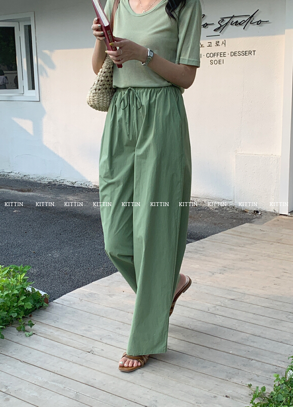 【 Kittin 】 Korean Tencel cotton elastic casual pants 987