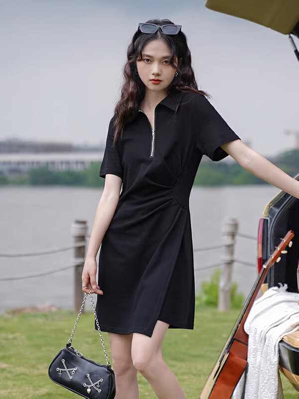 [Xiaofan's family] waist closing wrinkle slim fitting dress 6199\lsw