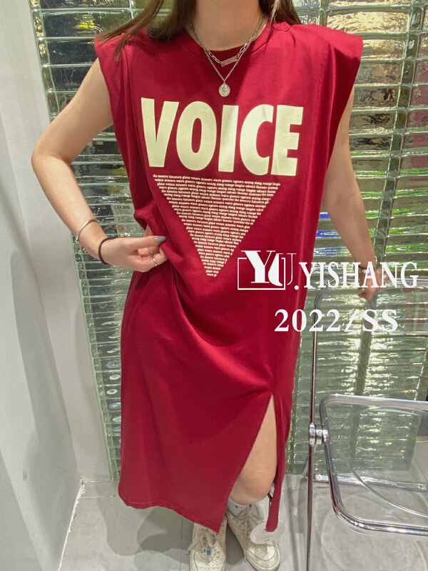 [Yishang & Yiyou] fashionable letter printed sleeveless dress 6328\lsw