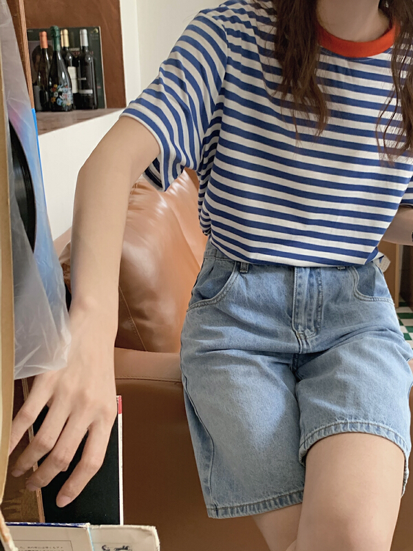 [oneda] Vintage high waist loose denim shorts 7005\ll