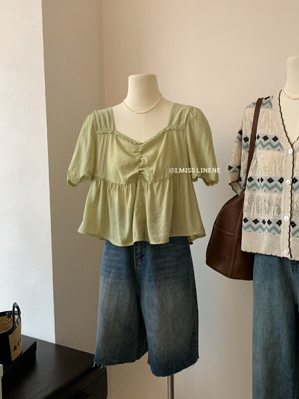 [Imiss] Korean V-neck ruffled lace blouse (only selling blouses) cx10112\lsw