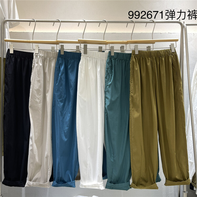[twenty printed wood] elastic waist clean comfortable casual pants 992671\l