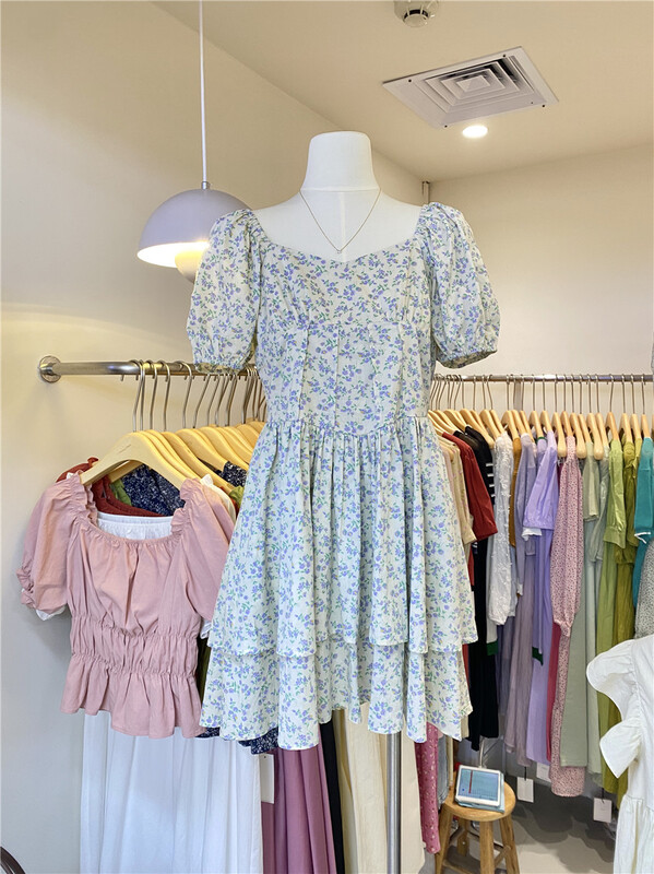 [cepar] Korean Ladies' floral high waist dress 7211\hjy