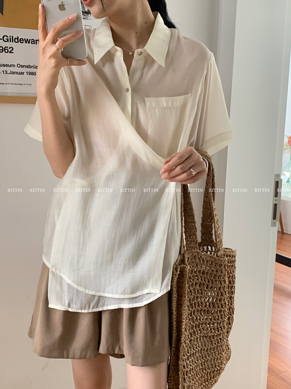 [Kittin] Korean Tencel side button shirt 8539
