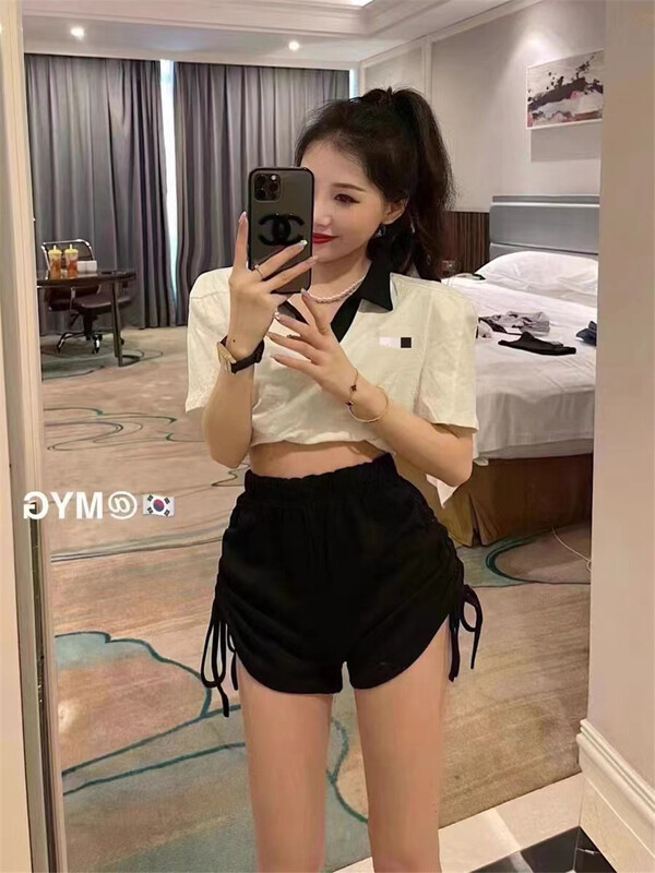 [Julia] short color blocked polo collar short sleeve T-shirt ys1-1006\pcz