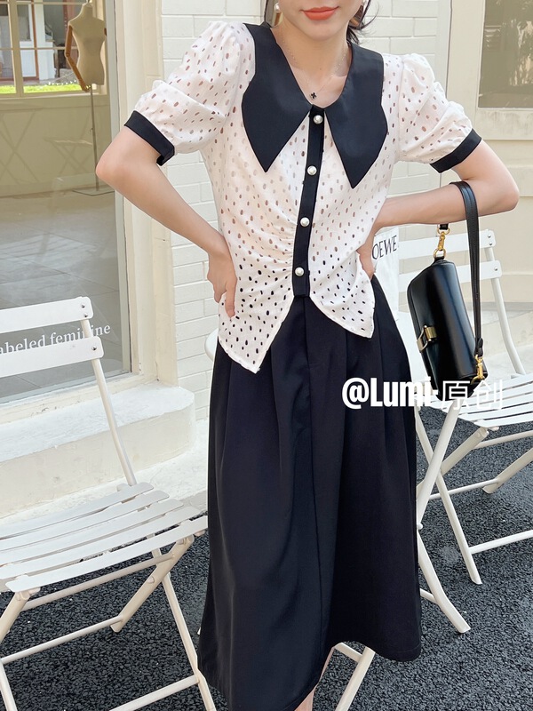 New in early summer! [Lumi] panel design, vintage and slim shirt 82283\ll