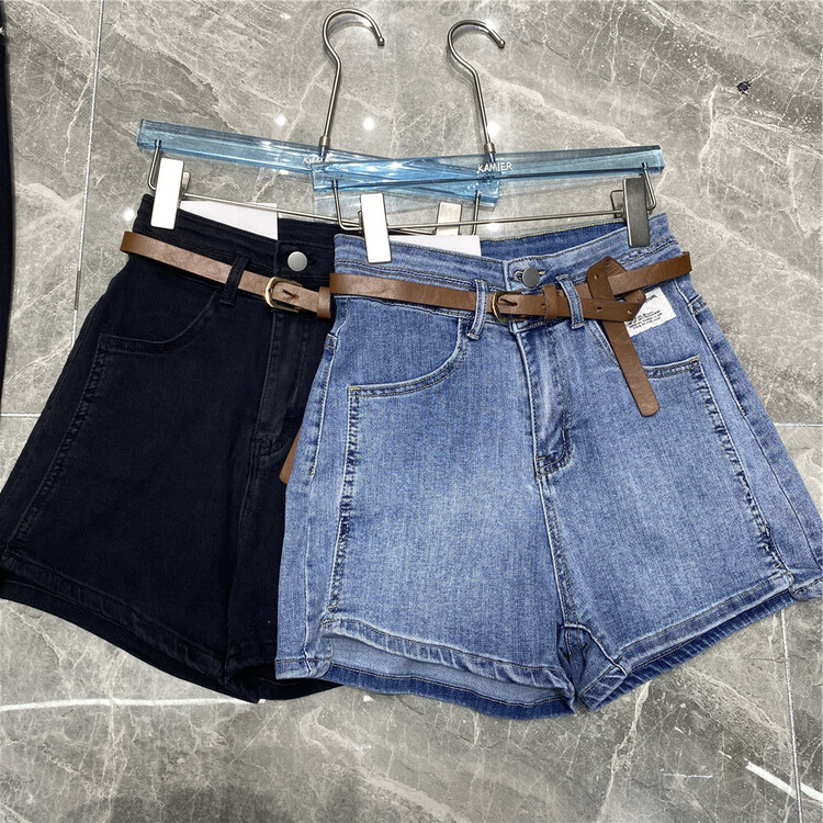 [Kamil] high waist versatile skinny denim shorts (with belt) ys1-9277\zjy