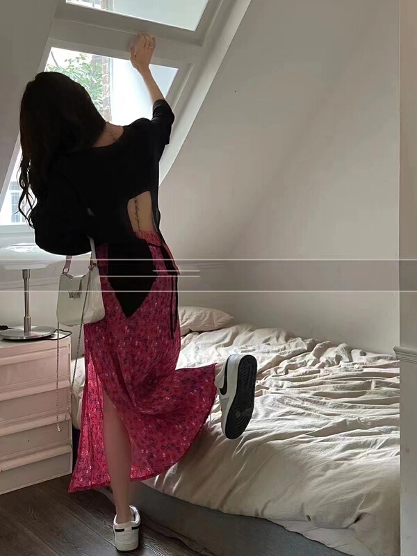 [Yan Zhen] net back design sunscreen + floral skirt set 68114\pcz