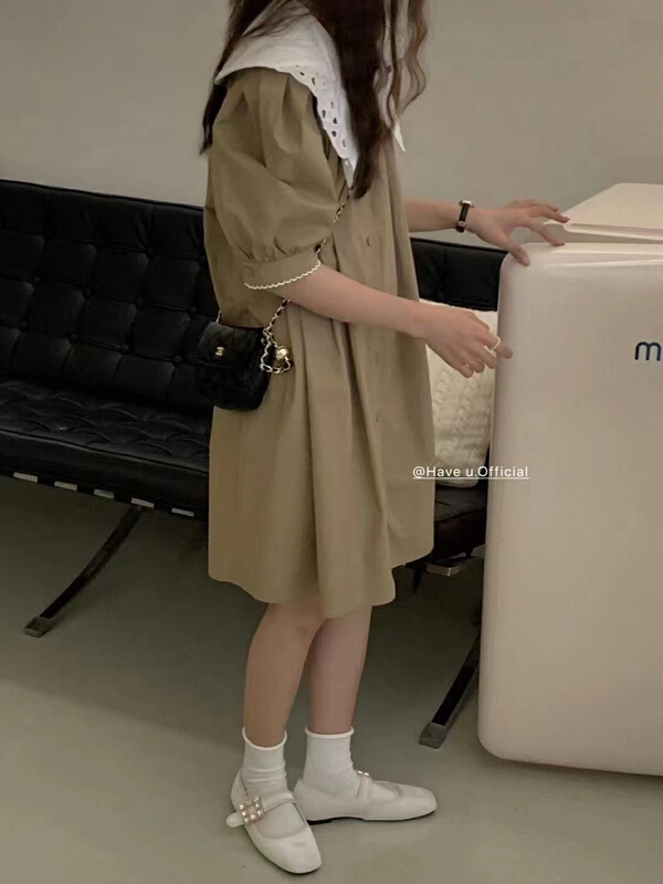 [Zoe Zoe] Korean color contrast baby collar temperament sweet dress c876\zjy