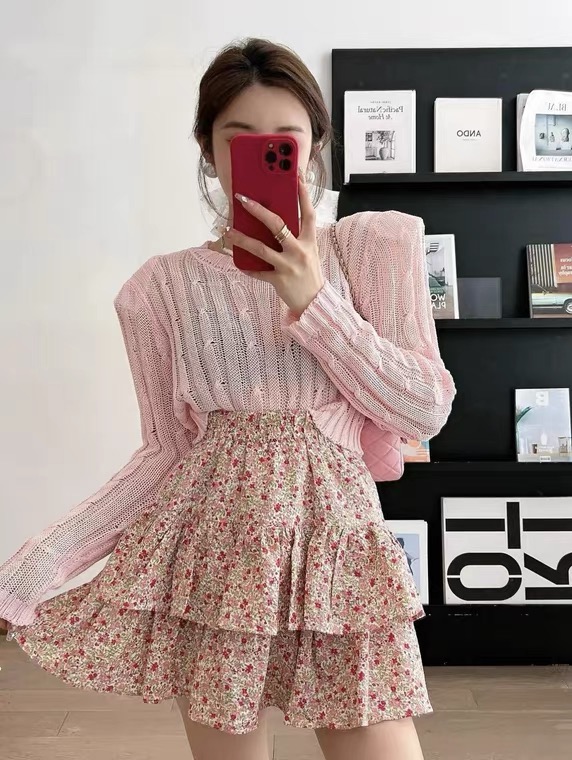 [DL] simple fashion round neck short shoulder pad T-shirt 68019\wtt