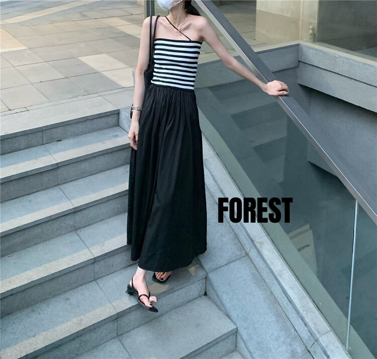[forest] ladies' fashion Pleated Dress a-8158\l