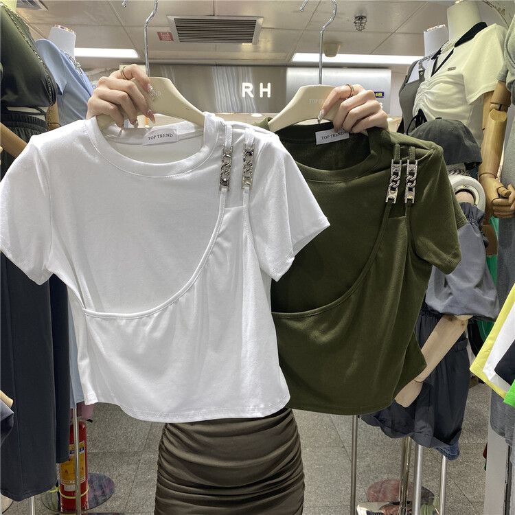 [top] niche design chain design Short Sleeve T-shirt 9237\zjy