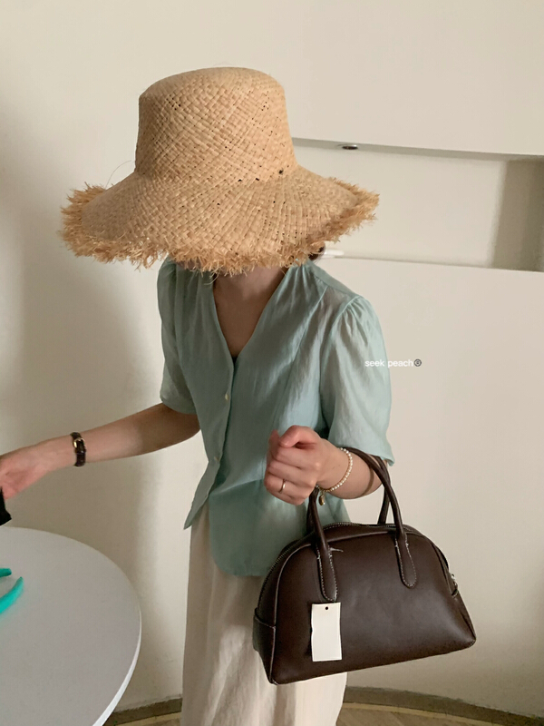 [seek peach] single breasted V-neck fashion shirt 5361\ll