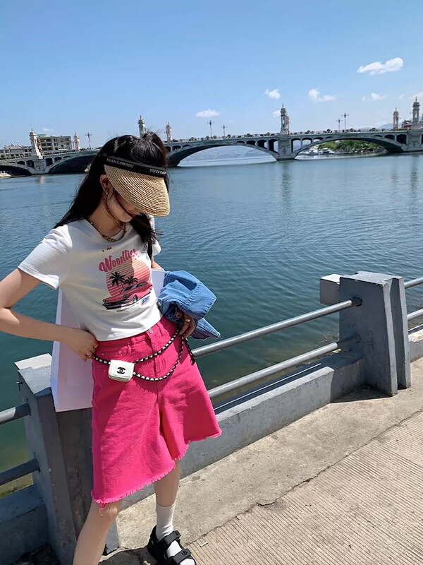 [savage] Korean round neck color contrast letter spice girl short sleeve T-shirt e8350\wpl