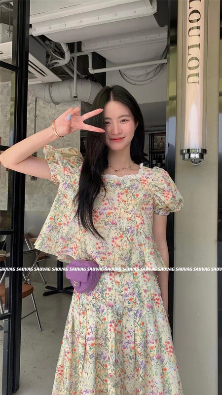 [sauvag] round neck floral retro shirt 1030-2\zjy