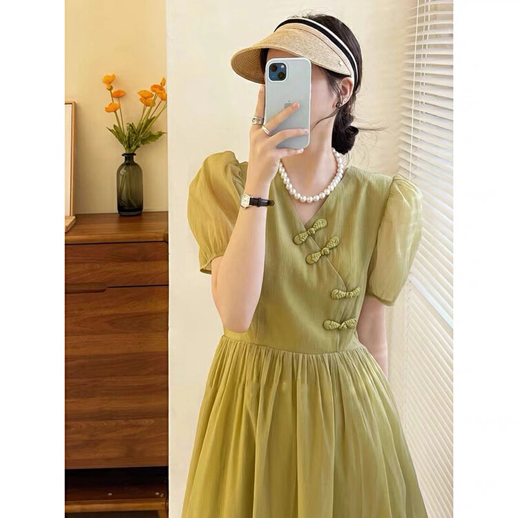 [Huaxi] Hepburn style pure desire cheongsam button dress 9146\pcz