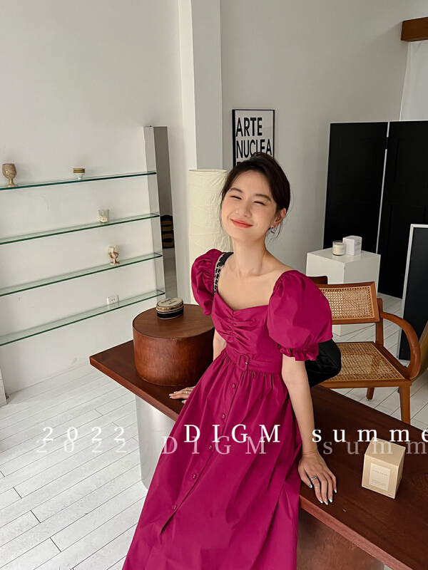 [digm] French lady slim waist dress (with belt) 10023\jhy