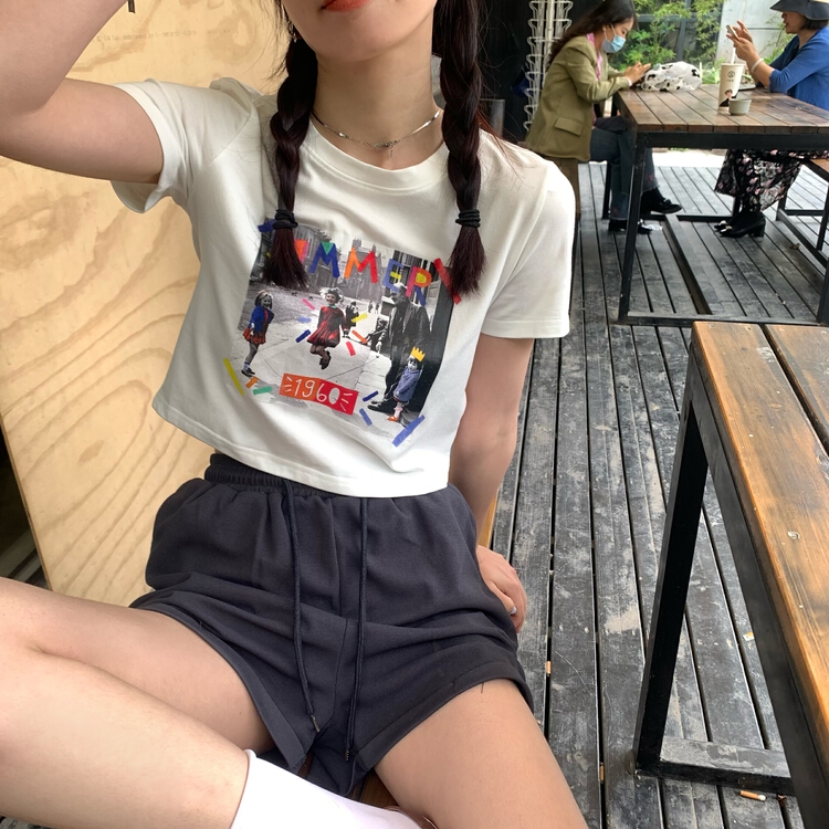 [free Valley] Spice Girl Fashion retro short sleeve T-shirt 4732\lsw
