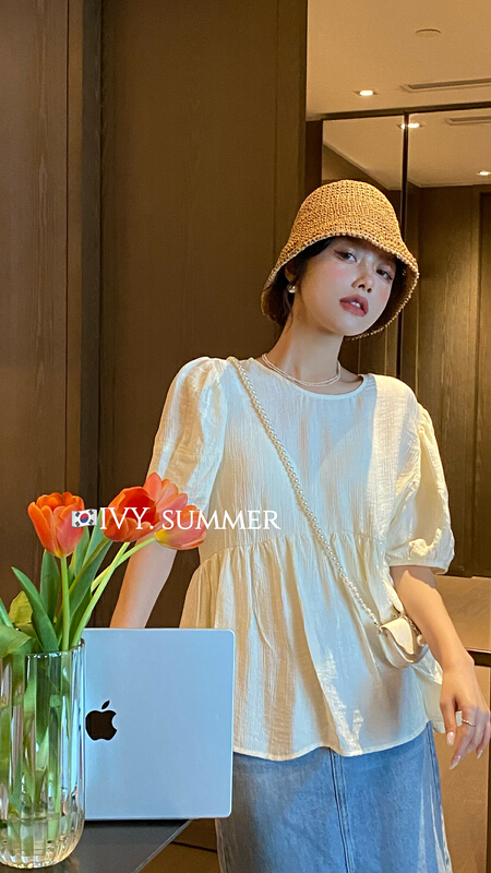 [Ivy] round neck bubble sleeve baby shirt (with bag) 88235\jhy