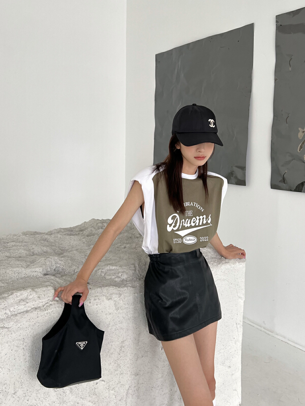 [rainbow] contrast color edge letter versatile vest / sling 28718\wtt