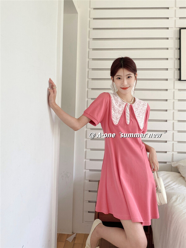 [A-One] Korean lady lace collar dress (with hair circle) 22162\hjy