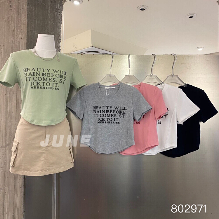 [June] hot girl letter printing fashion short sleeve T-shirt 802971\xyy