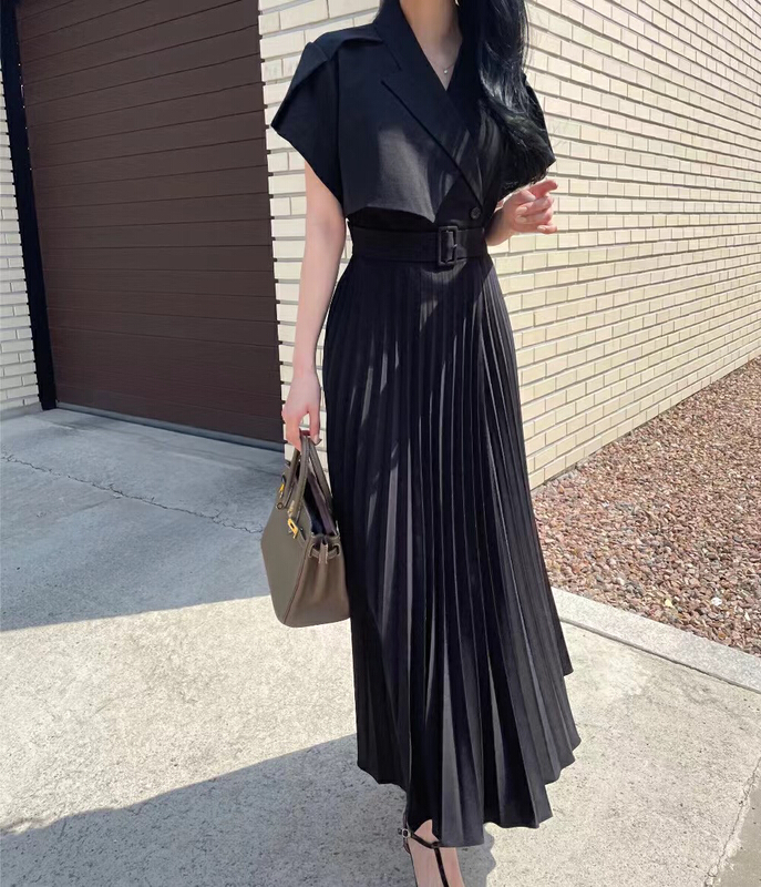 [31 fashion] fashionable mid length dress (with belt) 81679\hjy