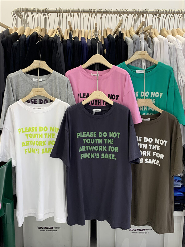 [sanbara] Korean casual letter printed short sleeve T-shirt 9587\lsw