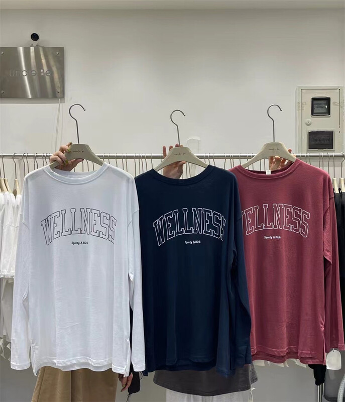 [UNC be] casual simple loose letter long sleeve T-shirt 3099\xyy