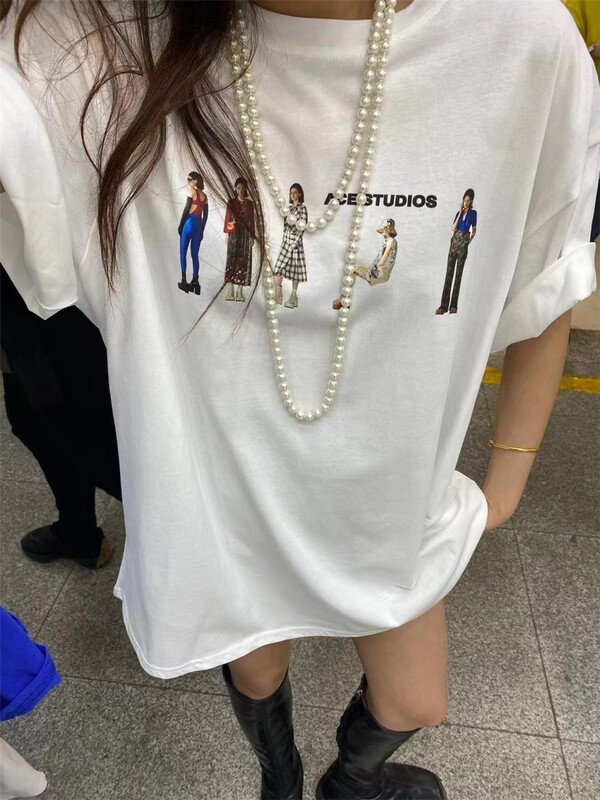 [charming] Korean ins minority print short sleeve T-shirt d5019\zjy