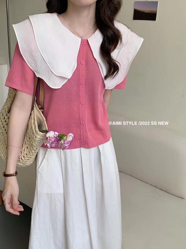 [aimistyle] double layer large lapel, niche knitted cardigan 13722\hbx