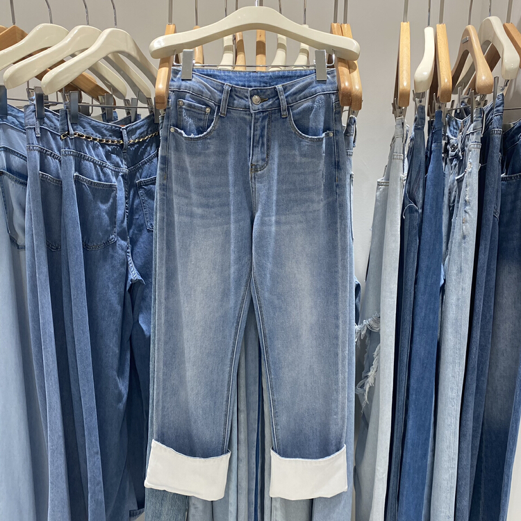 [by flow] straight color contrast skinny jeans w098\y