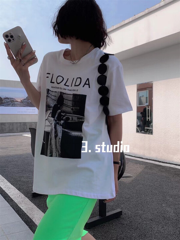 In early summer! [3.studio] American loose print short sleeve T-shirt 22301\xyy