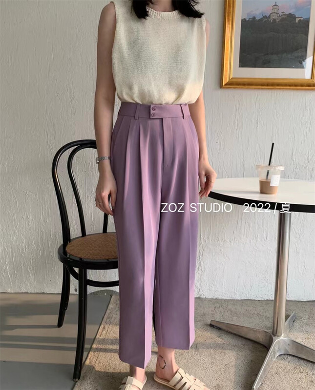 [ZOZ] high waist slim wide leg comfortable pants 022069\l