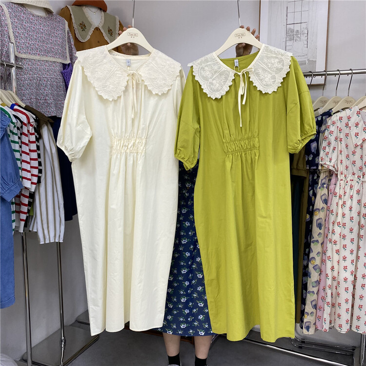 In early summer! [Tian MI] Korean doll neck color matching dress (detachable with doll neck) 88208\xyy