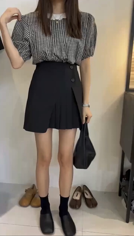 [Focus] pleated college style solid color skirt 8032\hbx