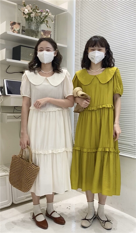 [c.hfeiyang] Korean version simple casual baby collar dress 6799\hbx