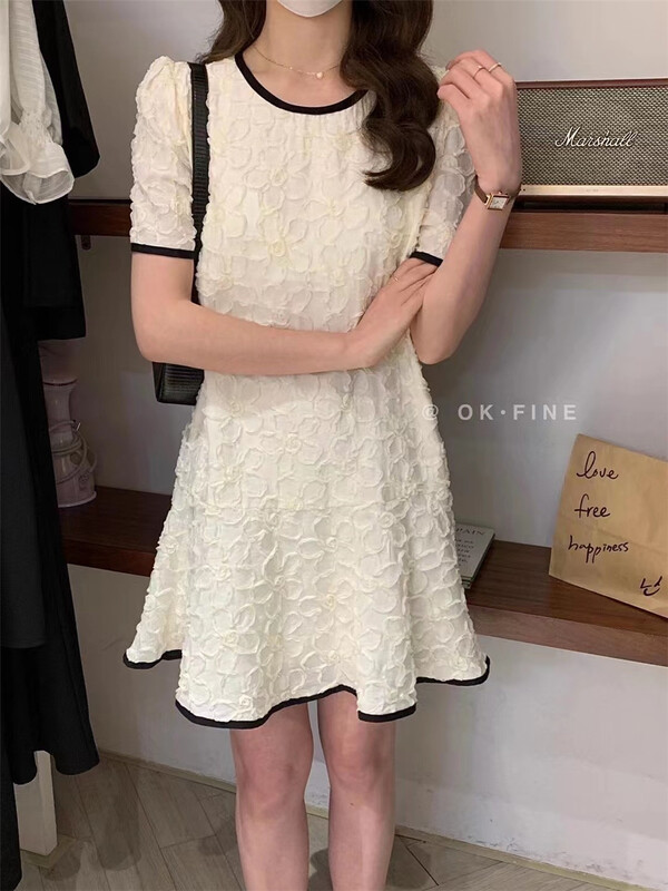 [OK fine] Korean jacquard color contrast dress 8003\zjy