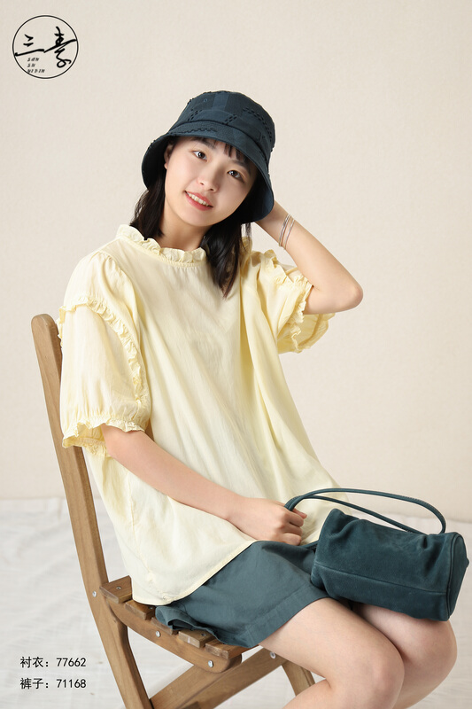 [original of three plain clothes] literary and artistic style Ruffle shirt 77662