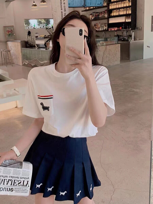 [Hello Miss] American casual dog short sleeve T-shirt + pleated skirt set 8276\pcz