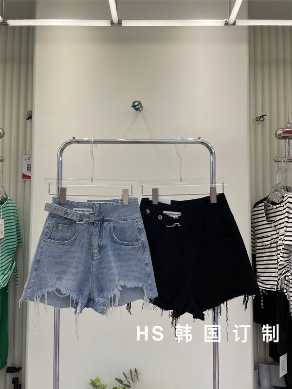 [HS customized in Korea] hot girls high waist fashion slim denim shorts 9911\hjy