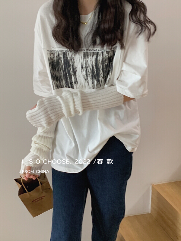 New year in early spring! [ISO Korean] round neck versatile printed short sleeve T-shirt 68728\hjy