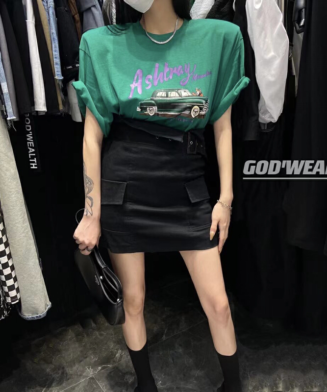 [buyer Yan Xuan - God of wealth] Street trend printed short sleeve T-shirt 1355\cl