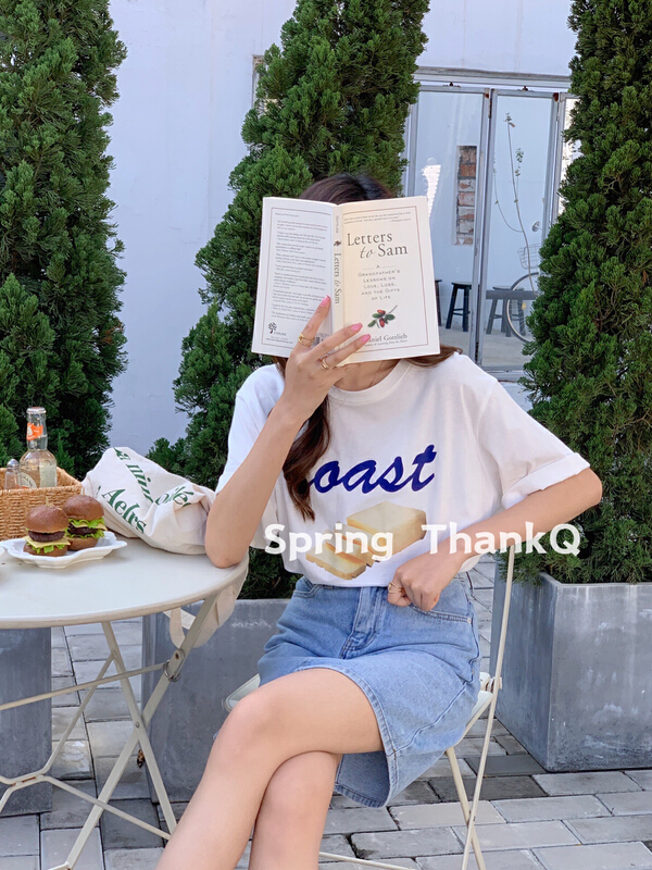 New year in early spring! [thankq] printed bread versatile short sleeve T-shirt 22062\hbx