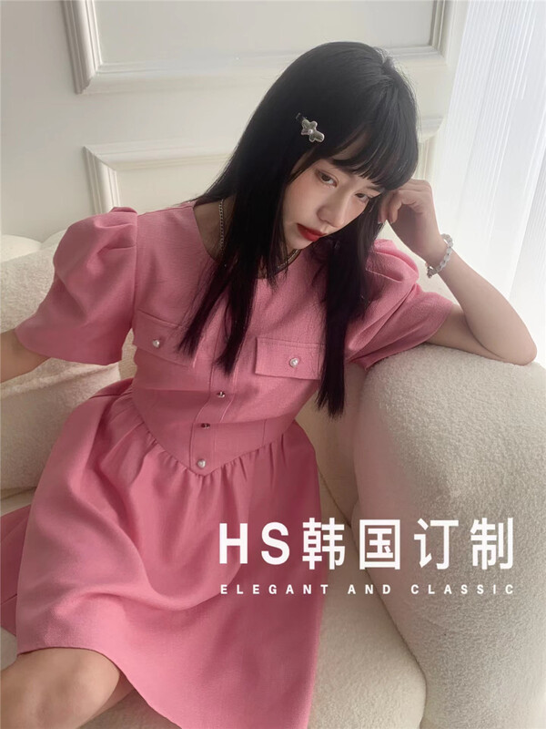 [HS customized in Korea] Han Shu sweet bubble sleeve dress 65299\hjy