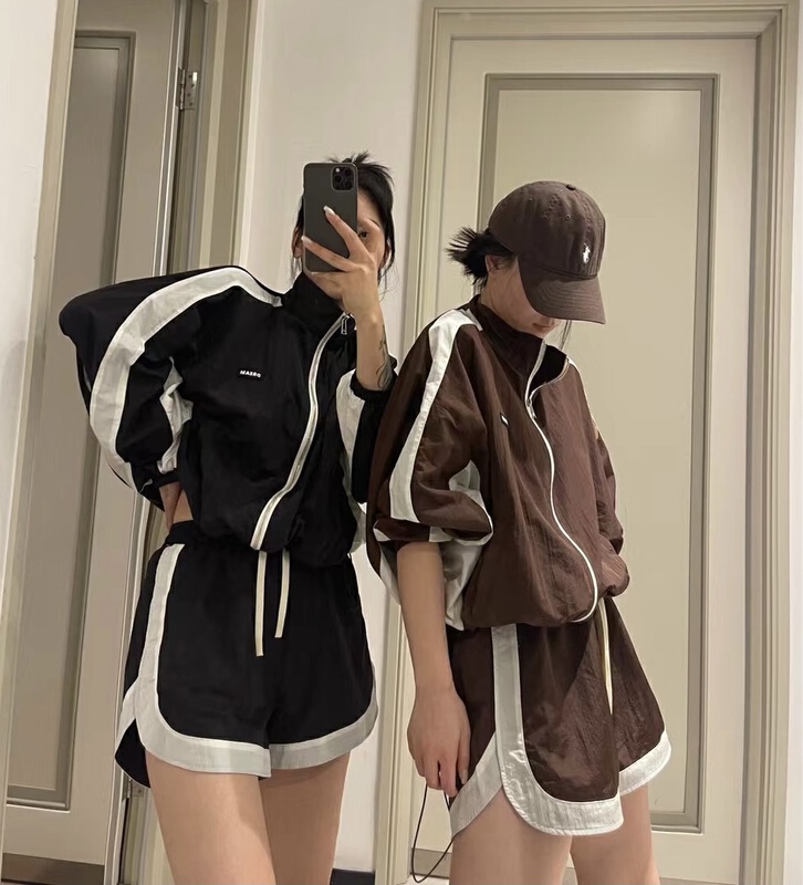 [jvv sister] casual color matching sunscreen jacket + casual shorts suit 2701\zxl