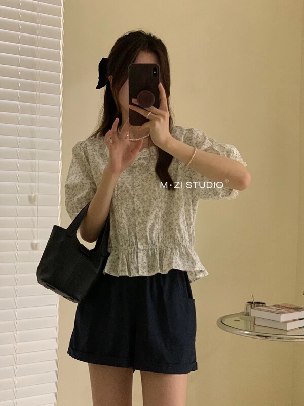 [m.zi studio] single breasted floral comfortable blouse (only selling blouses) 5885\hbx