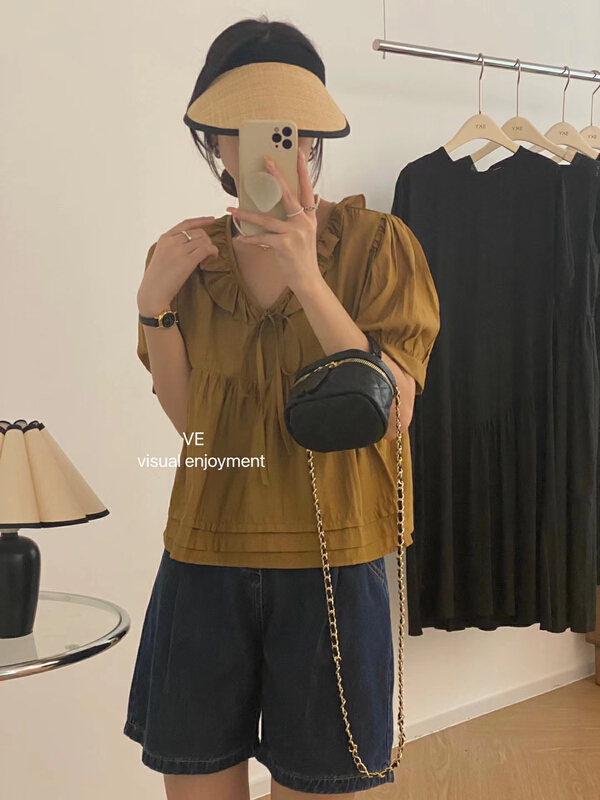 [ve] V-neck Bow Tie Shirt with ears 19306\hbx