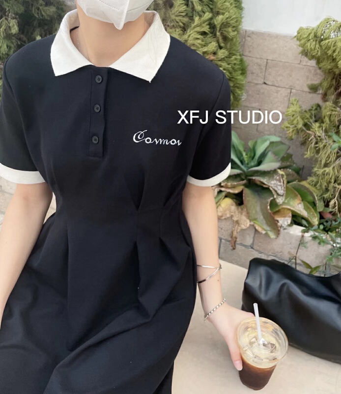 [Xiaofan's family] niche design sense academic summer short sleeve polo collar dress 6122\lsw