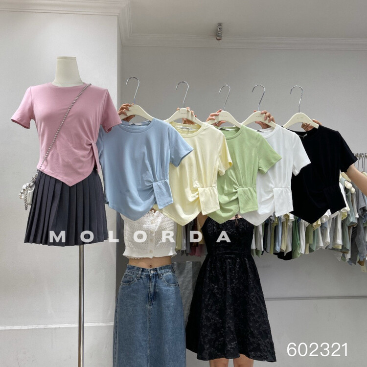 [morada] irregular design versatile short sleeve T-shirt 602321\xyy